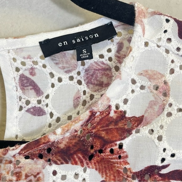 En Saison White Floral Lace Ruffle Long Sleeve Blouse Size Small - Picture 4 of 12